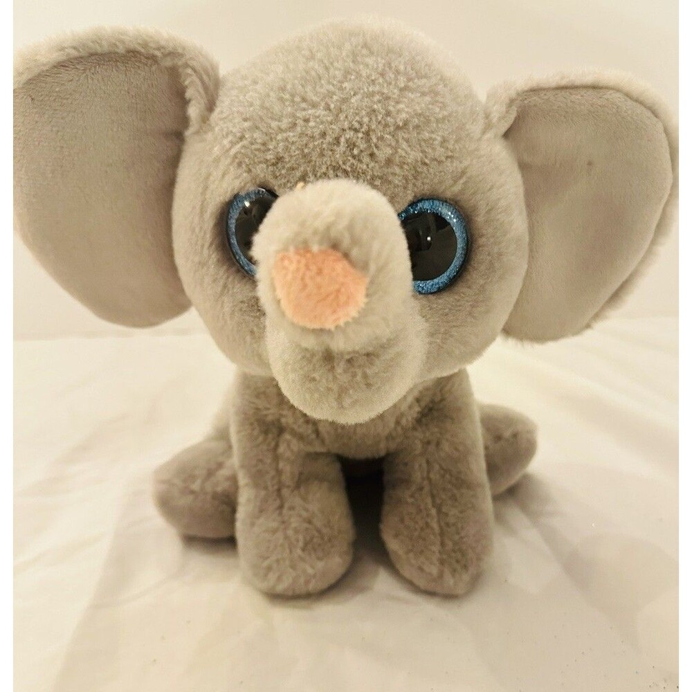 TY Classic Whopper Elephant 8” Plush TY Blue Glitter Eyes Stuffed Toy 2015 P6